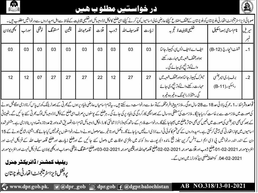 PDMA Balochistan Jobs 2026 Advertisement